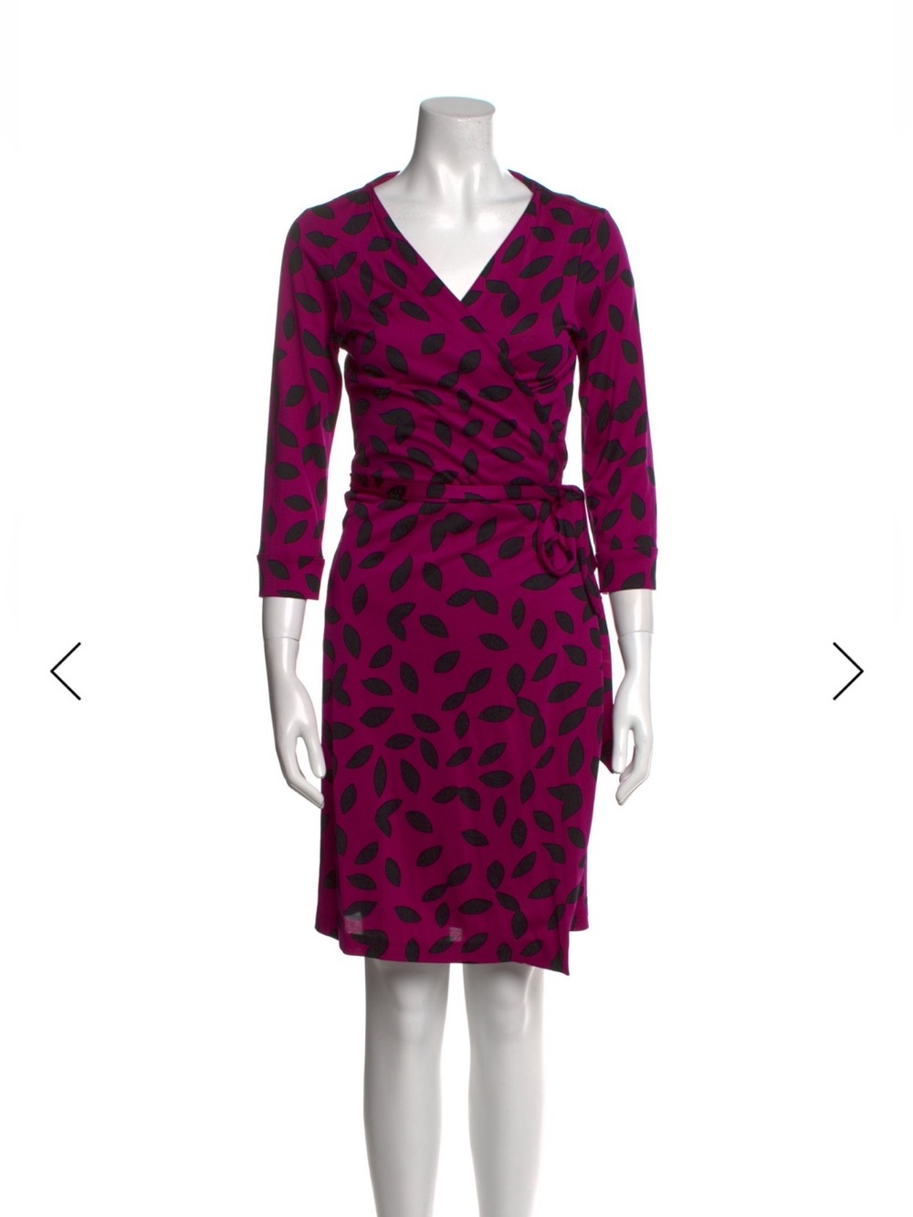 Diane von Furstenberg Fuchsia Dress with Black Leaf Motif